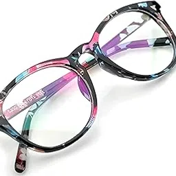 Roshfort Women men Square ARC Glasses Antiglare Spectacle Frames Flower Colour Medium (E -3, Flower Print)-picture-29