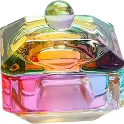 LOSA Colorful Nail Dappen Dish with Lid Glassware Tools for Acrylic Liquid Powder Flower Quadrilateral-picture-46