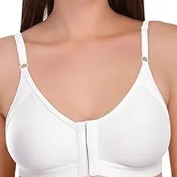 qwilly Women's Seamed, Double Layered Full Coverage, Non Wired Non Padded, 100% Cotton, Dropdown Cup, Back Closure, Maternity Bra (White)-picture-49