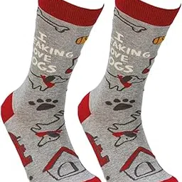 jumplings Cotton Men's and Women's Printed Funny, funky, Quirky Socks - Unisex Mid Crew Length, Odour Free, Breathable. I Freaking Love Dogs.-picture-27
