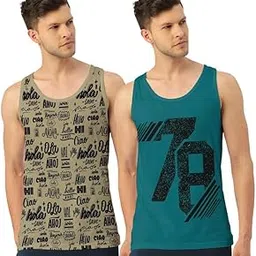 Men's Regular Fit Trendy Printed Sleevless Vest with Elegant Design | Super Soft Comfortable Light Weight Casual Innerwear Sando/Baniyan-image-85
