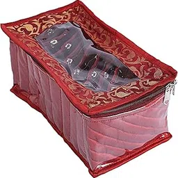 Kuber Industries Jewellery Storage Bag | Brocade Makeup Box | 10 Pouch Cosmetic Bags | Cosmetic Pouch for Women | Travel Makeup Bag | Jewellery Storage Organizer | Maroon-picture-17