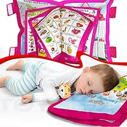 Nizomi Handmade Cotton Kids Learning Pillow Book for Kids Educational Toys, Washable Pink Girls Edition Inside Numeric, Alphabet, Shape and Color, Vehicle, Fruits Learning with Fun Gifted Toys (Pink)-picture-55