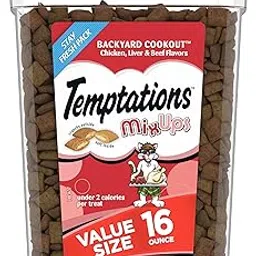 TEMPTATIONS MixUps Treats for Cats BACKYARD COOKOUT Flavor 16 Ounces, Chicken, Liver, & Beef flavors-picture-49
