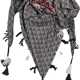 pracwal Cotton Printed Scarf, Black and Muliti color Printed Pattern, Square Shape with Tassels, Casual Style, Unisex Adult Fashion Accessory, 100x100 cms-picture-54