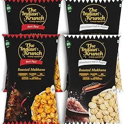 The Indian Krunch Roasted Makhana – Peri Peri Masala & Himalayan Salt | Healthy, Low Calorie Snacks | Flavoured Foxnuts | Roasted | Roasted In Olive Oil - Pack of 4 (2 Each) x 50g-image-27