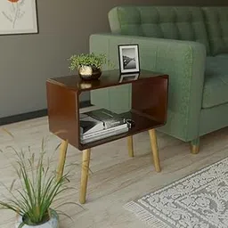 Brown Art SHOPPEE Bookcase Nightstand, End Table,Bed Side Table for Small Spaces Magazine Stand with Storage Engineered Wood Wooden Bedside Table, Coffee Table, Living Room/Bedroom (Blue) (Brown)-picture-22