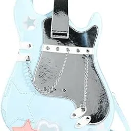 saz dekor Guitar Shaped Backpack Fashion Trendy Guitar Purse for Dating Shopping Party Light Blue-picture-48