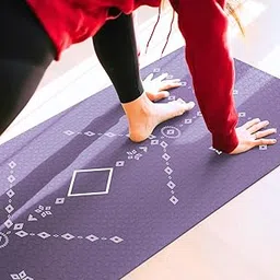 Think Art Decor Alignment Yoga Mat for Women, Men, Kids, 6mm Thick TPE Mat with Strap, Dual textured for Anti-Slip, Durable Exercise Mat for Home Workout, Gym*, Meditation (24X72 inch, Lavender)-image-95