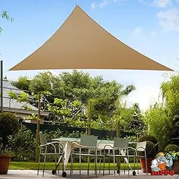 HIPPO Triangle Shade Sail Affordable & Premium 150 GSM Sun Shade UV Block for Outdoor Car Parking Garden (Beige, 16FTX16FTX16FT)-picture-11