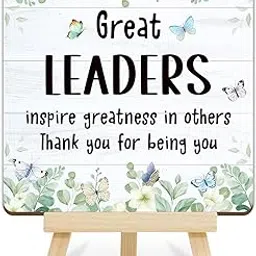 Sarvada Decor Thank You Gift for Leader Boss Supervisor, Employee Appreciation Gifts for Women Men, Greenery Wooden Plaque with Easel for Home Office Desk Decor-image-11