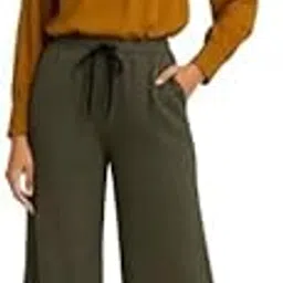 Women's Solid Sena Series Comfortable 2 Pocket Regular Fit Flared Wide Leg Palazzo Pants for Office Casual Wear-image-48