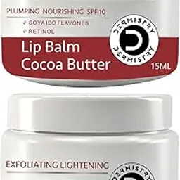 Dermistry Cocoa Butter Lip Care Tint Balm Plumping Nourishing Retinol SPF 10 for Glossy Lips + Exfoliating Lightening Coffee & Sugar Lip Scrub for Deep Dry Chapped Lips for Women Men Girls (Pack of 2)-picture-43