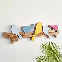 Wooden Key Holder | Stylish Wooden Key Hanger with Hooks | Ideal for Home & Office Decor | Self Adhesive Wall Keyholder | Wall Hooks | No Drilling Required. (5- Birds)-picture-32