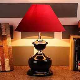 VRCT Beautiful Black and Gold Table Lamp with 10 inch Red Shade Yellow-image-55