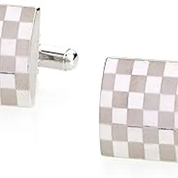 shining jewel - by shivansh Shining Jewel Elegant Fancy and Designer Silver Plated Cufflinks for Men - Elegant Checkered Design (SJ_7118)-picture-15
