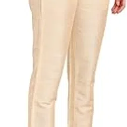 vogaan Women's Cotton Silk Pant | Half-Elasticated Waist Slim Fit Trouser for Women | Casual Pocket Pants for Office Formal Daily Use-picture-42