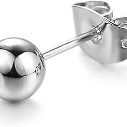 peora Silver Plated Ball Shape Stud Earrings Fashion Jewellery Gift for Men & Boys (1 PC)-picture-28