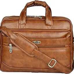 zipline Office Synthetic Leather laptop bag for Men women, 15.6" compatible laptop Messenger Bags for Men & Women (1-Tan Bag)-picture-16
