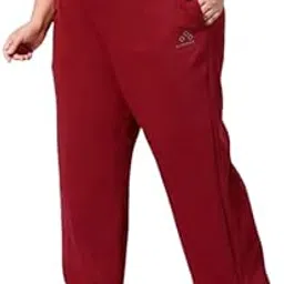 Women's Plus Size Fleece Sweatpants, Burgundy Red, Casual Comfort Drawstring Trousers with Pockets-picture-20
