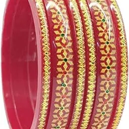 dhanotiya Traditional Golden Micro Plating Designer Bangles for Women & Girls | Wedding, Party & Ethnic Plastic Bangles Pack of 6-picture-25