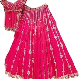 jinimart JINIMARTWOMEN'S Georgette Semi-Stiched lehnga (SF-ver11no Blue1 Free Size)-picture-44