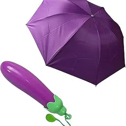 lookhaa Brinjal Shaped Designed Folding Umbrella for Kids | Compact Travel Umbrella with 90cm Canopy | UV Protection & Rain Use – Fun Purple Design | UV & Rain Protection | Purple Umbrella for Kids-picture-34