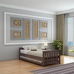 WOODNETIC Solid Sheesham Wood Trundle Bed with Slider for Bedroom, Living Room, Hotel, Guest Room (Standard, Walnut Finish)-picture-22