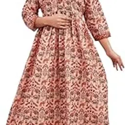 sky fab Women's Rayon Anarkali Maternity Dress, Pregnancy Dress,Feeding Kurti,Easy Brest Feeding Dress, with Both Side 9 inch Zipper image 1