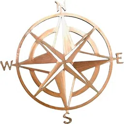 MYADDICTION Metal Nautical Compass Wall Hanging for Bedroom Living Room Light Brown-picture-18