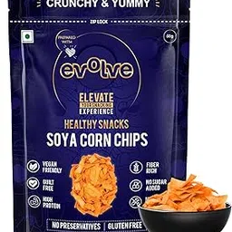 Evolve Soya Corn Chips 55gm each Pack of 3 | Healthy Snacks for Kids, Adults | Gluten Free, High Protein, Vacuum Cooked, No Artificial Flavors or Colors, Low Calorie, Ready to Eat-image-87