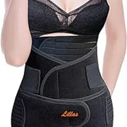 Lillas cotton 3-in-1 Post-Pregnancy Support Belt for Abdomen, Waist & Pelvis Slimming Belt for After Delivery C-Section Postpartum Stomach Wrap Abdominal Belt (Black)-image-1