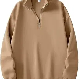 swaroop's Men’s Solid Half Zip High Neck Sweatshirt | Premium Fleece Pullover | Casual & Winter Wear-picture-22