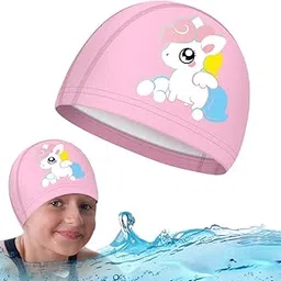 Proberos® Swimming Cap for Girls, Waterproof Elastic PU Coated Ideal All Head Shape, Silicone Easy fit No Hair Pulling Chlorine Resistant Swim Kids Age 3-12-image-18