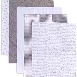 TuddyBuddy Baby Burp Cloth Towel Napkins for Baby Large 17x12 Inches, Fine Double Layer 100% Cotton (5 Pcs Burp Towels, Grey Bees)-picture-12