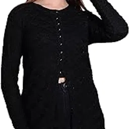 Woollen Women's Long Cardigan(8471BlackM)-image-25