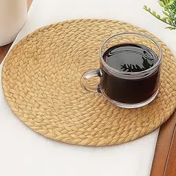 Home Furnishing Handwoven Jute Round Rug, Natural Fibres, Braided Reversible Carpet for Bedroom Living Room Dining Room Jute and White (40 cm)-image-85