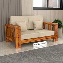 GateWay Furniture Solid Sheesham Wooden 2 Seater Sofa Set - Two Seater Sofas with Comfortable Cushion | Wooden Sofa 2 Seater for Living Room Home & Office Furniture Decor (Design 8)-picture-38