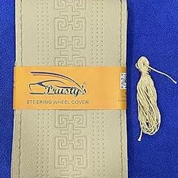 Prusty's Pure MicroFibre Leather Car Steering Wheel Cover -Pack of 1 - Beige Color-picture-10