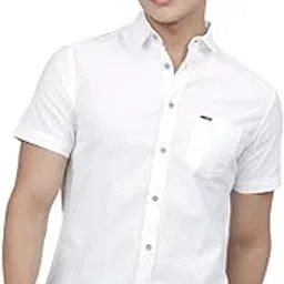 the indian garage co Men's Cotton Slim Fit Solid Half Sleeves Cutaway Collar Casual Shirt-picture-19