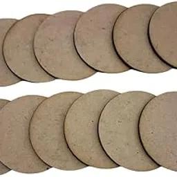 Archu Creation,MDF Wooden Craft Circles, Natural Brown Coasters, Round Discs for DIY Projects, 12 Pieces,1.5 inch,2mm Thickness-picture-28