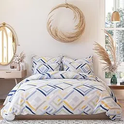 COZY FURNISH Cotton Quality 144 TC Printed Cotton Single Duvet Cover, 60" x 90" Inch (Niwar)-picture-37