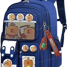 funblast Capybara Backpack for Kids – Cute Cartoon School Bag with Multiple Pockets & Keychain, Spacious 20L Bagpack for School, Travel & Picnic – 40 x 30 x 17 cm-picture-10