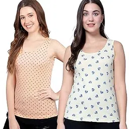 diaz Women's Super Combed Cotton Rib Fabric Slim Fit Tank Top-Pack of 2-picture-55