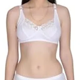Women's Cotton Blend Bra and Panty Set, White, Regular Fit, Adjustable Straps, Everyday, B Cup, Pack of 2-picture-51