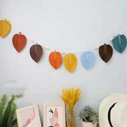 Handmade Macrame Leaf Hanging Banner, Garland Decor,100% Cotton Thread Bohemian Wall Hanging/Decorative Wall Art for Home, Living Room, Bedroom, Nursery-image-72