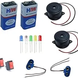 77Q™ DIY 6-12V Piezo Buzzers, 9V Battery, Battery Connector, Switches, 5mm led diodes Combo Of 13 Multi-Color-picture-23