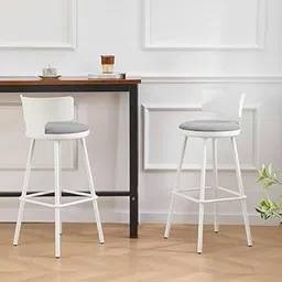 Creative White Counter-Height Bar Stool with Curved Backrest Comfortable Cushioned Seat, Sturdy Metal Legs & Footrest Perfect for Kitchen, Breakfast Bars & Dining Spaces (Pack of 2) (White)-picture-28