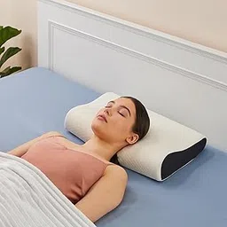 amazon basics Memory Foam Contour Pillow for Neck Pain Relief, Ergonomic, Cervical Pillow, White, 50 * 30 * 10 cm-picture-33