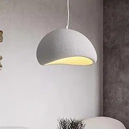 Modern Dome Pendant Light, White Semi-Sphere White Resin Hanging Lamp, Home Deco Living Room Ceiling Light Fixture, 30cm (Mini-Dome)-image-2